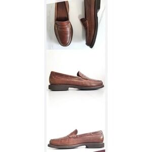 H.S. Trask Brown Leather Penny Loafers Slip On Men's 9.5 Classic Prep Luxury